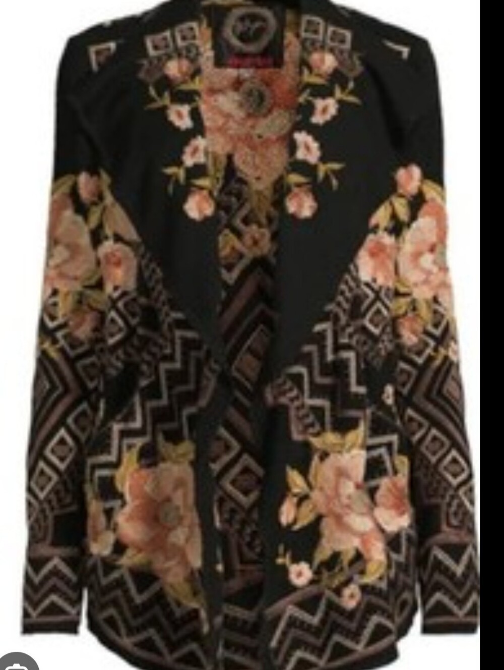 Johnny Was Black "Biya" Floral-Print Open Cardigan - Picture 7 of 9